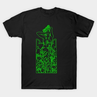 Alphonse Mucha Amethyste Green Neon T-Shirt